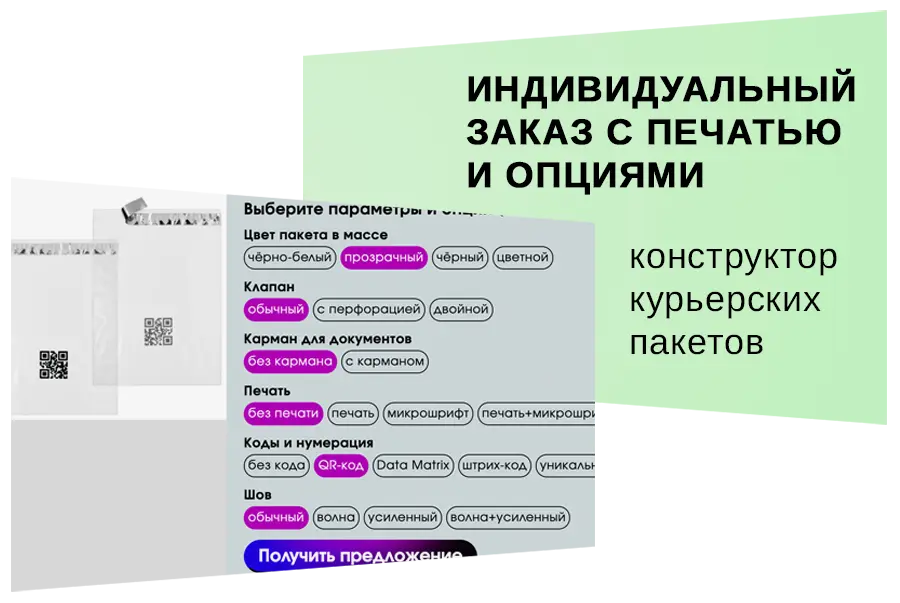 Индивидуальный заказ с печатью и опциями